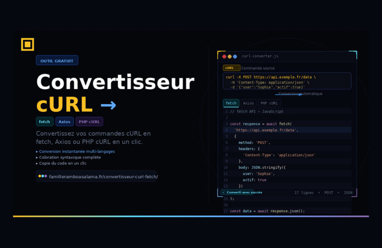 Convertisseur cURL → fetch / Axios / PHP cURL